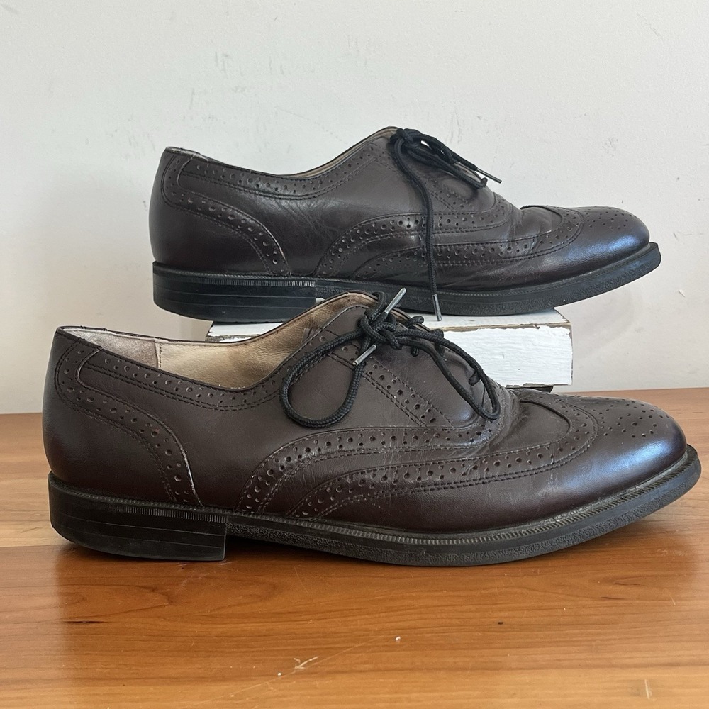 Men's‎ Brown Leather Wingtip Oxford Dress Shoes Lace Up Size 10.5M